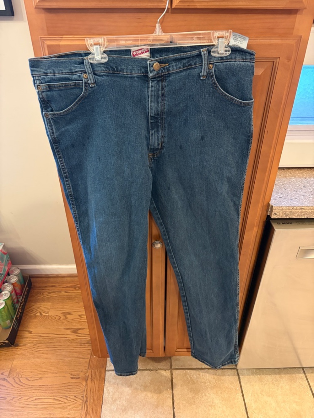 Wrangler Men’s Straight Fit Dark Blue Denim Jeans